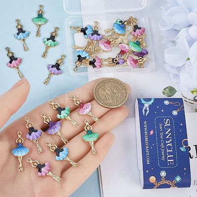 32Pcs 8 Colors Printed Alloy Pendants ENAM-SC0005-39-1