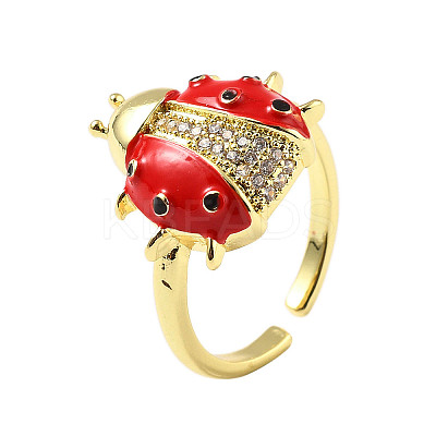Brass Micro Pave Clear Cubic Zirconia Open Cuff Rings RJEW-R024-01G-1