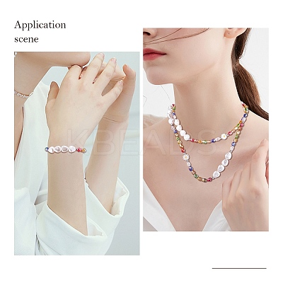 3Pcs Natural Shell & Plastic Pearl Flower & Glass Beaded Necklaces and Stretch Bracelet Set SJEW-SW00010-05-1