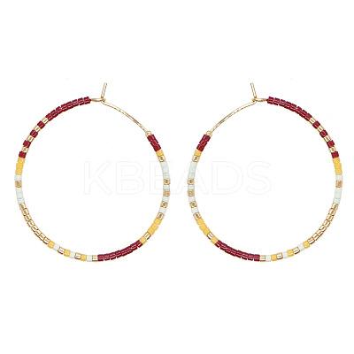 Handmade Glass Seed Beads Hoop Earrings LS-HQ0649-1-1