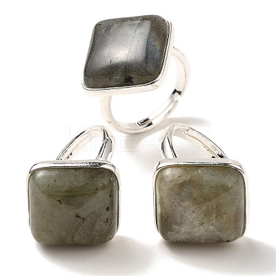 Natural Labradorite Adjustable Rings RJEW-H240-01S-13-1