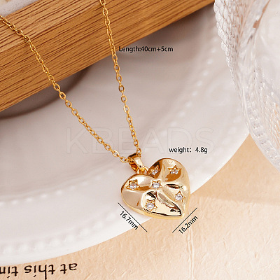Brass Pave Cubic Zirconia Heart Pendant Necklaces for Women FS-WG96657-05-1