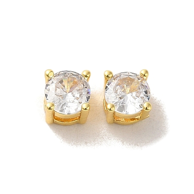 Brass with Single Clear Cubic Zirconia Beads KK-H461-09B-G-1