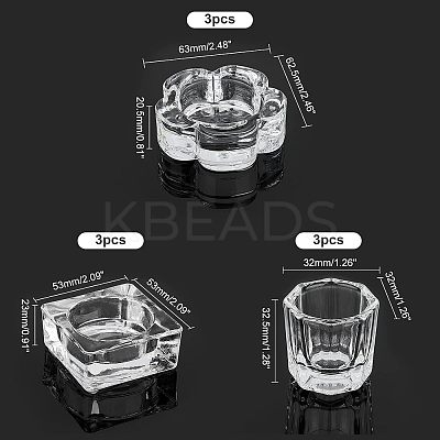 9Pcs 3 Style Glass Dappen Dish/Lid Bowl Cup Crystal Dish MRMJ-FH0001-15-1