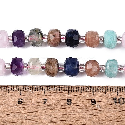 Natural Sodalite & Rhodonite & Prehnite & Amethyst & Rose Quartz & Flower Amazonite & Sunstone Beads Strands G-Q614-03A-01-1