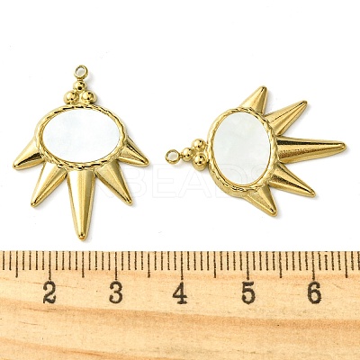 Ion Plating(IP) 304 Stainless Steel Pave Shell Pendants FIND-Z028-08G-1