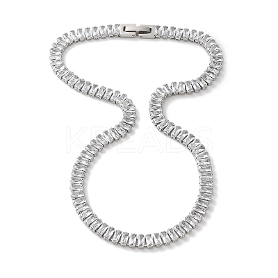 304 Stainless Steel Pave Cubic Clear Zirconia Rectangle Link Necklaces for Women NJEW-Z041-04P-02-1