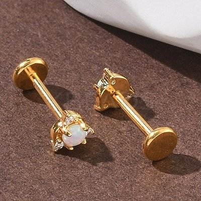 304 Stainless Steel Synthetic Opal Stud Earrings EJEW-B143-01G-06-1