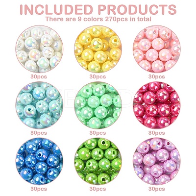 243Pcs 9 Colors Opaque Acrylic Beads MACR-YW0003-69-1