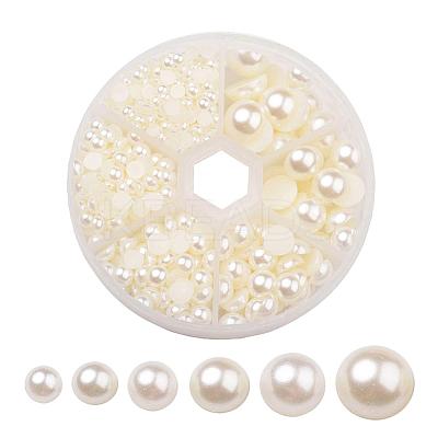 1Box ABS Plastic Imitation Pearl Dome Cabochons SACR-X0002-24-B-1
