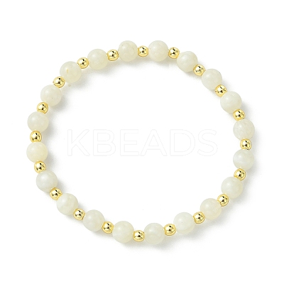 Natural White Moonstone & Synthetic Hematite Non-magnetic Beaded Stretch Bracelets for Women BJEW-JB13940-01-1