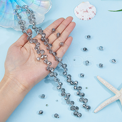 Electroplate Transparent Glass Beads Strands EGLA-FI0001-01B-1