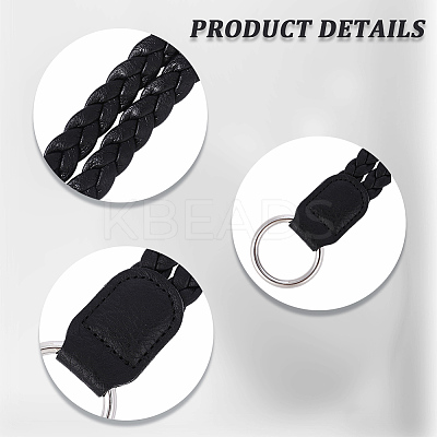 2Pcs Braided PU Leather Handles PURS-CL0001-18C-1