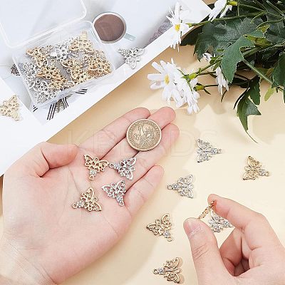 32Pcs 2 Colors Alloy Crystal Rhinestone Links/Connectors ALRI-FH0001-03-1