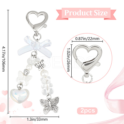 2Pcs Butterfly Alloy Pendant Decorations HJEW-BBC0001-03-1