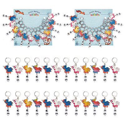 Alloy Enamel & Acrylic Pendant Locking Stitch Markers HJEW-AB00110-1