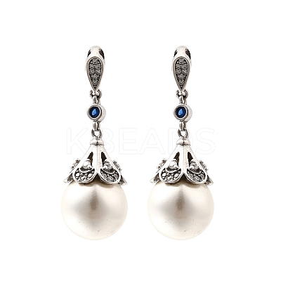 Shell Pearl Round Pendants STER-L067-02P-1