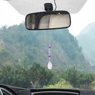 Glass Teardrop Pendant Decoratoins HJEW-AB00620-1