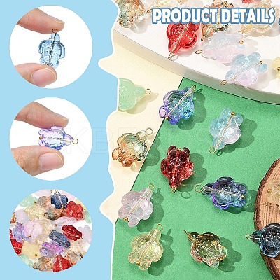 30Pcs Glass Pendants PALLOY-YW00034-1