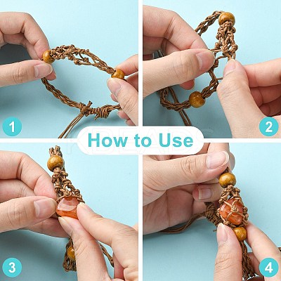 4Pcs 2 Colors Adjustable Braided Waxed Cord Macrame Pouch Bracelet Making MAK-CJ0001-18-1