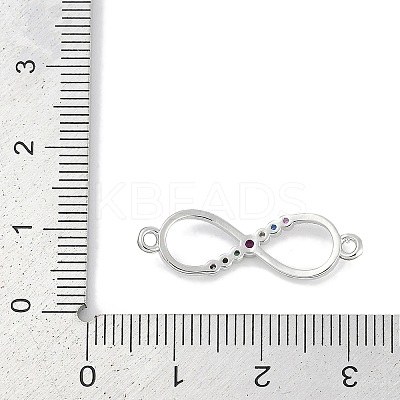 Brass Micro Pave Colorful Cubic Zirconia Infinity Connector Charms KK-Q028-65P-1