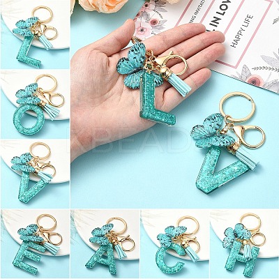 Resin & Acrylic & Faux Suede Tassel Keychain X1-KEYC-YW00119-01-1