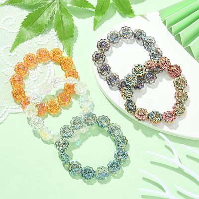 Bling Glass Sunflower Beaded Stretch Bracelets BJEW-JB09498-1