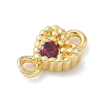 Brass Pave Cubic Zirconia Heart Connector Charms KK-G548-18G-01-1