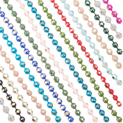 32 Yards 16 Colors Spray Painted Brass Faceted Ball Chains CHC-SP0001-04-1