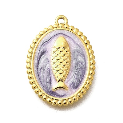 304 Stainless Steel Enamel Pendants STAS-Q347-08A-G-1