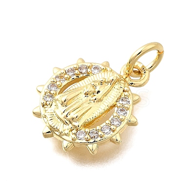 Brass Micro Pave Cubic Zirconia Pendants KK-P336-04A-G-1