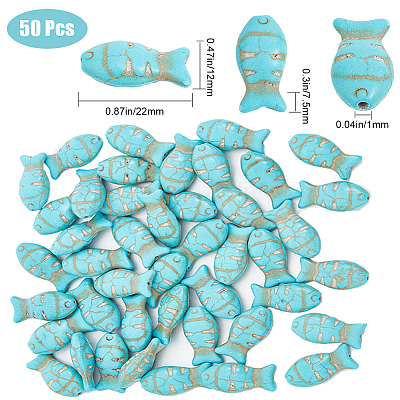 50Pcs Synthetic Turquoise Dyed Beads G-SC0002-60-1