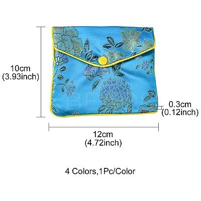 Rectangle Floral Embroidery Cloth Zipper Pouches ABAG-YW0001-03C-1