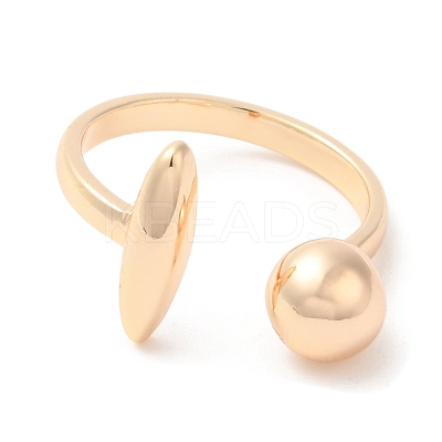 Brass Oval & Round Open Cuff Rings for Women RJEW-G288-03G-1