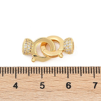 Brass Micro Pave Clear Cubic Zirconia Fold Oval Clasps KK-P302-10G-1