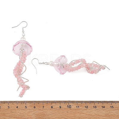 Dyed Natural Malaysia Jade Jellyfish Dangle Earrings for Women EJEW-JE07484-1