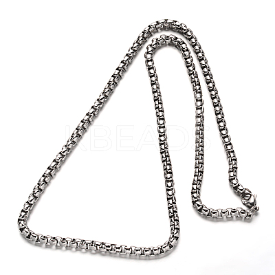 Non-Tarnish 304 Stainless Steel Box Chain Necklaces NJEW-L347-09P-1