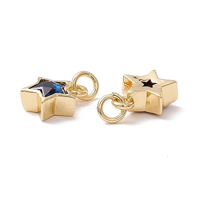 Brass Cubic Zirconia Charms FIND-Z005-02E-1