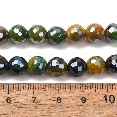Electroplated Natural Agate Beads Strands G-B191-A07-8mm-19-1