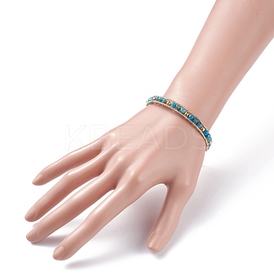 Round Natural Apatite Beaded Bracelet BJEW-TA00038-05-1