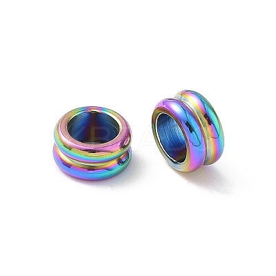 Ion Plating(IP) 304 Stainless Steel Grooved Beads STAS-WH0055-04RC-1