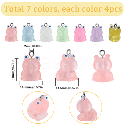 28Pcs 7 Colors Luminous Translucent Resin Pendants RESI-SC0002-88-1