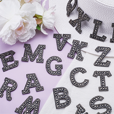Alphabet Resin Rhinestone Patches DIY-GF0009-18B-1
