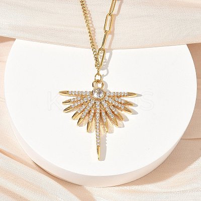 304 Stainless Steel Micro Pave Clear Cubic Zirconia Pendant Necklaces for Women LS-NJEW-Z103-01G-06-1