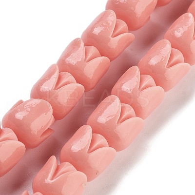 Synthetic Coral Flower Rose Beads Strands CORA-U001-01B-02-1