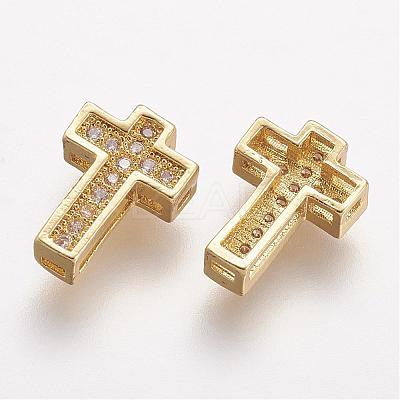 Brass Micro Pave Cubic Zirconia Beads ZIRC-N025-55G-1