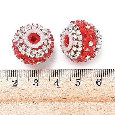 Bling Resin Rhinestone Flower Beads LS-OACR-D310-01P-E-1