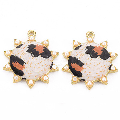 Rack Plating Printed Alloy Pendants ENAM-Q445-010C-NR-1