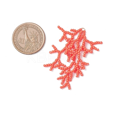 2Pcs 2 Colors Handmade Glass Seed Beaded Coral Pendants PALLOY-MZ00765-1