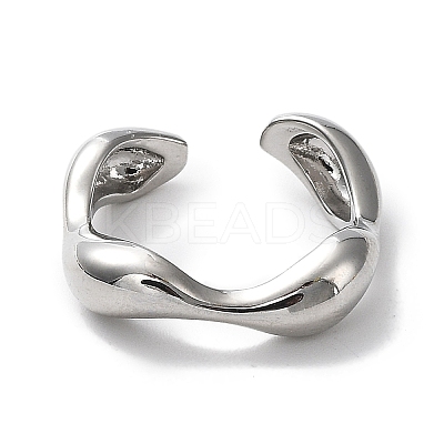 Rack Plating Brass Twist Wave Open Cuff Rings for Women RJEW-Q777-08P-1